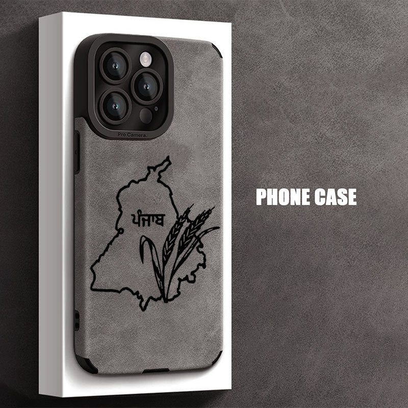 Punjab Map Leather Phone Case