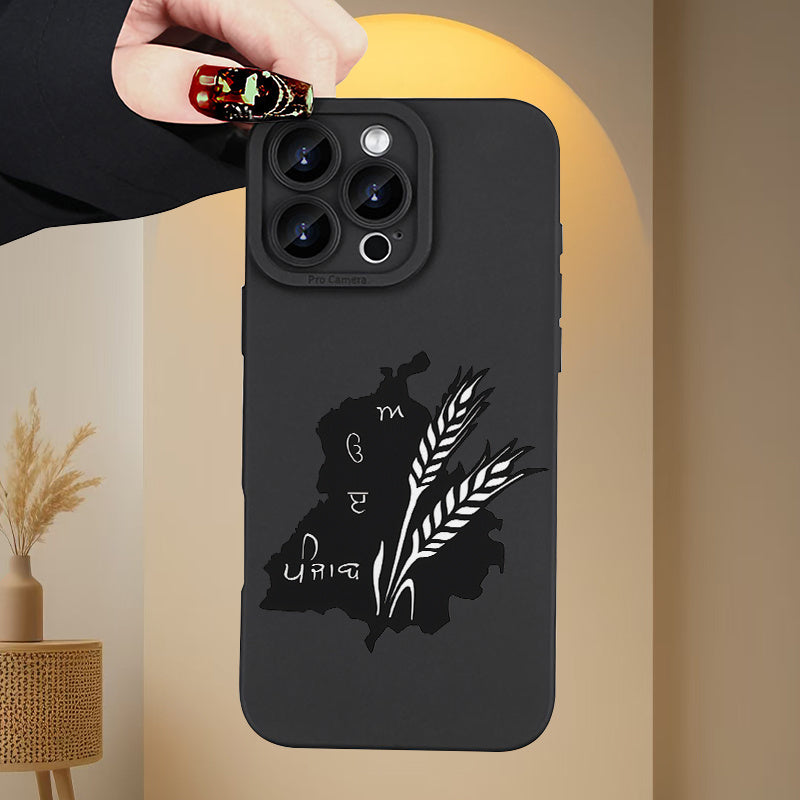 Matte Black Phone Case with a Punjab Design