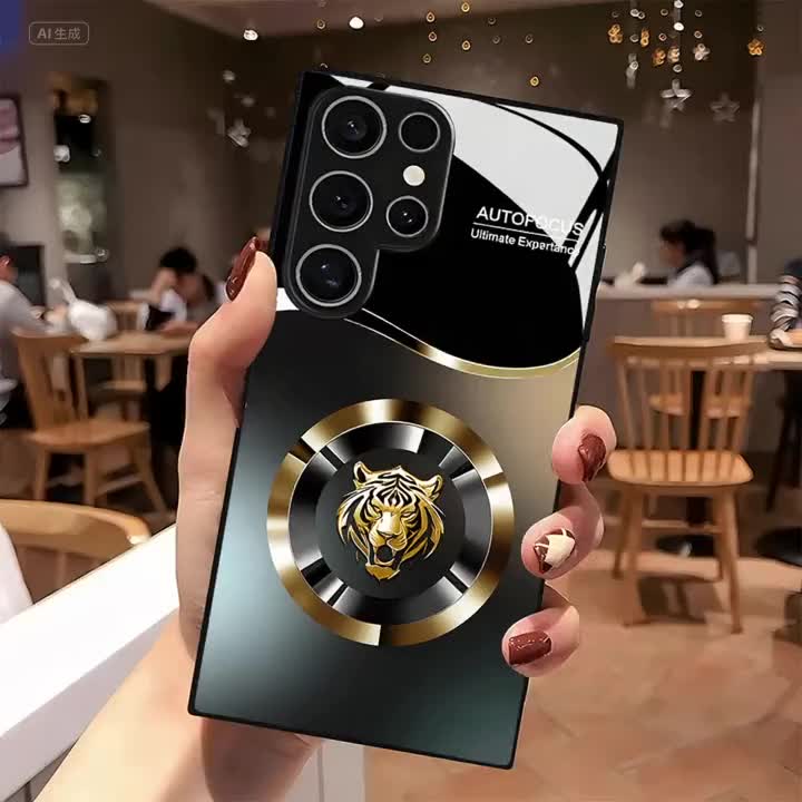 Tiger Head Logo Design Glass Phone Case