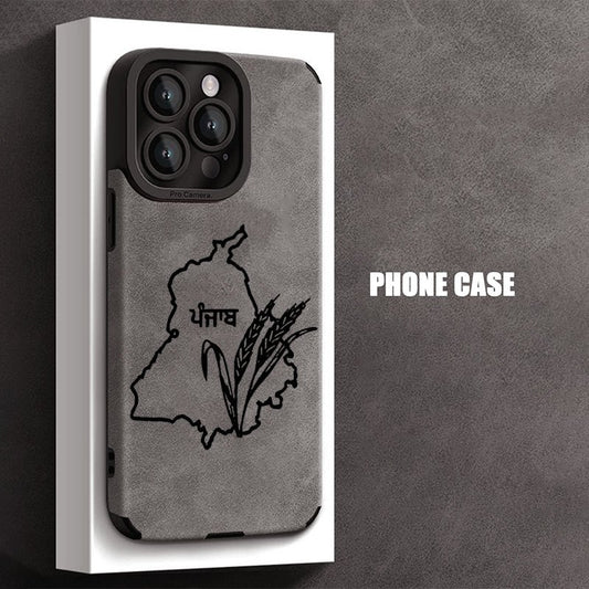 Punjab Map Leather Phone Case